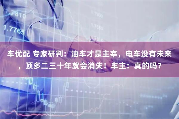 车优配 专家研判：油车才是主宰，电车没有未来，顶多二三十年就会消失！车主：真的吗？