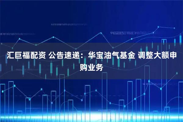 汇巨福配资 公告速递：华宝油气基金 调整大额申购业务